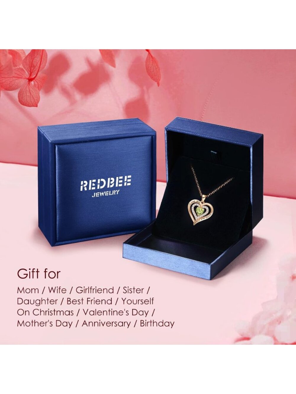 Women's Rose Gold Green Birthday Gift Christmas Anniversary Jewelry Necklace - Picture 5 of 6